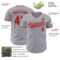 Custom Gray Red White-Black Authentic Baseball Jersey