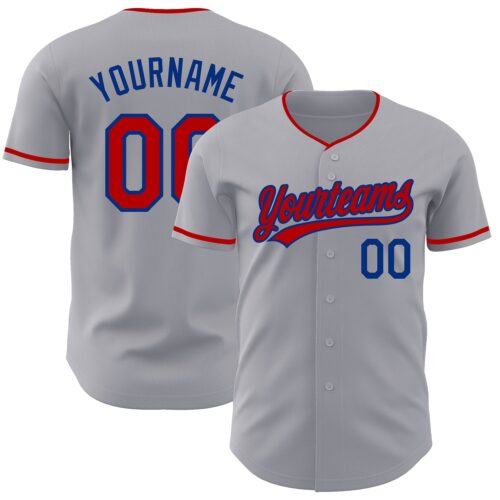 Gray1199 Custom Gray Red-Royal Authentic Baseball Jersey