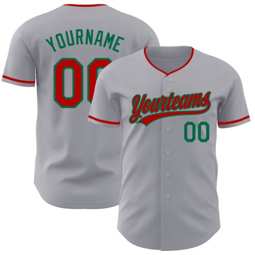 Gray1200 Custom Gray Red-Kelly Green Authentic Baseball Jersey