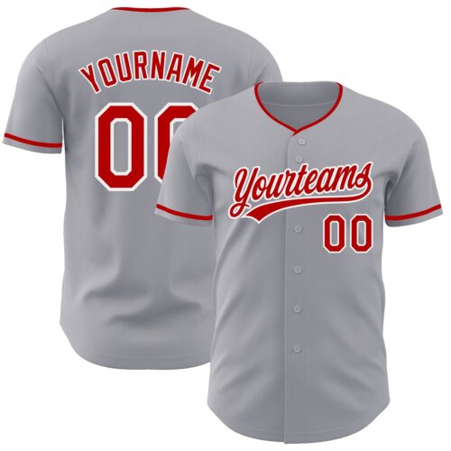 Gray1201 Custom Gray Red-White Authentic Baseball Jersey