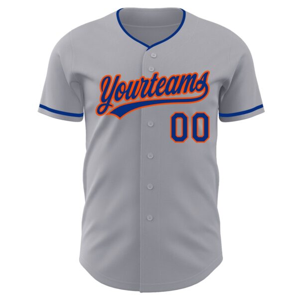 Custom Gray Royal-Orange Authentic Baseball Jersey