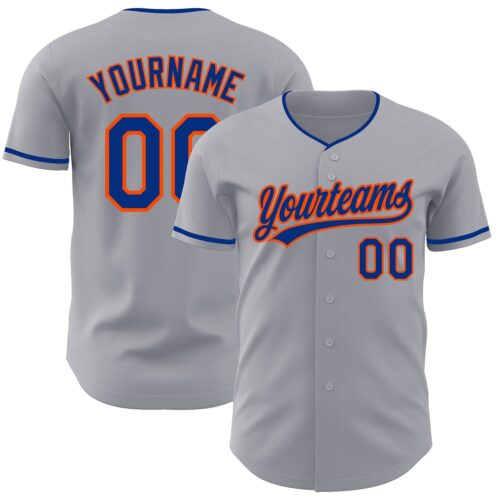Gray1202 Custom Gray Royal-Orange Authentic Baseball Jersey