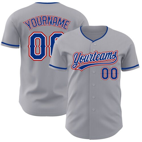 Gray1203 Custom Gray Royal White-Red Authentic Baseball Jersey