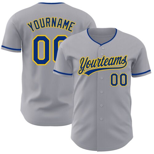 Gray1204 Custom Gray Royal-Yellow Authentic Baseball Jersey