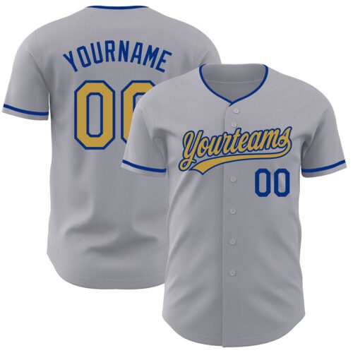 Gray1205 Custom Gray Old Gold-Royal Authentic Baseball Jersey