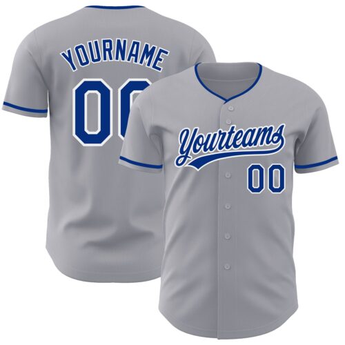 Gray1206 Custom Gray Royal-White Authentic Baseball Jersey