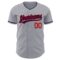 Custom Gray Navy-Red Authentic Baseball Jersey