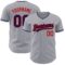 Custom Gray Navy-Red Authentic Baseball Jersey