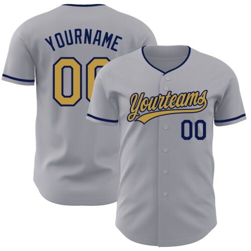 Gray1212 Custom Gray Old Gold-Navy Authentic Baseball Jersey