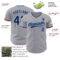 Custom Gray Navy-Light Blue Authentic Baseball Jersey