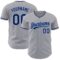Custom Gray Navy-Light Blue Authentic Baseball Jersey