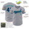 Custom Gray Navy-Teal Authentic Baseball Jersey