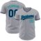 Custom Gray Navy-Teal Authentic Baseball Jersey
