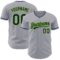 Custom Gray Navy-Neon Green Authentic Baseball Jersey