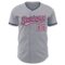 Custom Gray Medium Pink-Navy Authentic Baseball Jersey