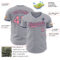 Custom Gray Medium Pink-Navy Authentic Baseball Jersey