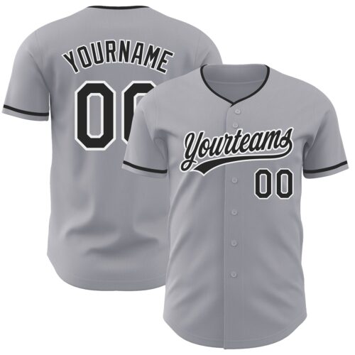 Gray1217 Custom Gray Black-White Authentic Baseball Jersey