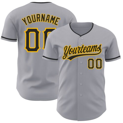 Gray1219 Custom Gray Black-Gold Authentic Baseball Jersey