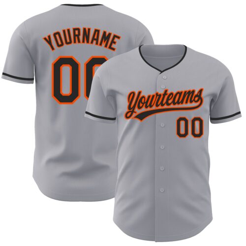 Gray1220 Custom Gray Black-Orange Authentic Baseball Jersey
