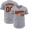 Custom Gray Black-Orange Authentic Baseball Jersey