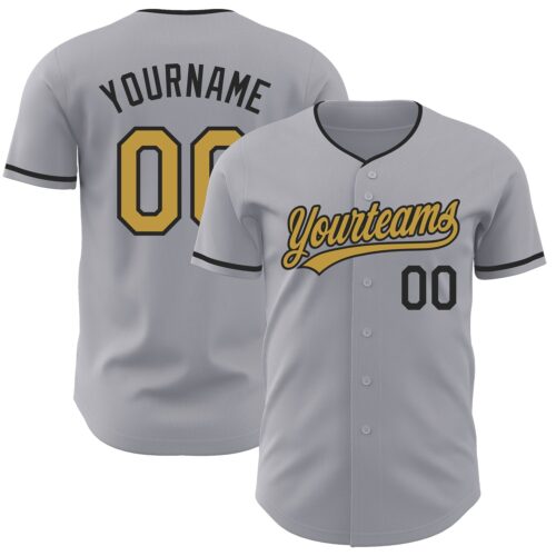 Gray1222 Custom Gray Old Gold-Black Authentic Baseball Jersey