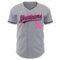Custom Gray Black-Pink Authentic Baseball Jersey