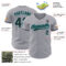Custom Gray Black-Teal Authentic Baseball Jersey