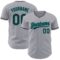 Custom Gray Black-Teal Authentic Baseball Jersey
