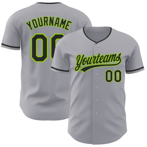 Gray1226 Custom Gray Black-Neon Green Authentic Baseball Jersey