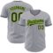 Custom Gray Black-Neon Green Authentic Baseball Jersey
