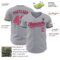 Custom Gray Neon Pink-Black Authentic Baseball Jersey