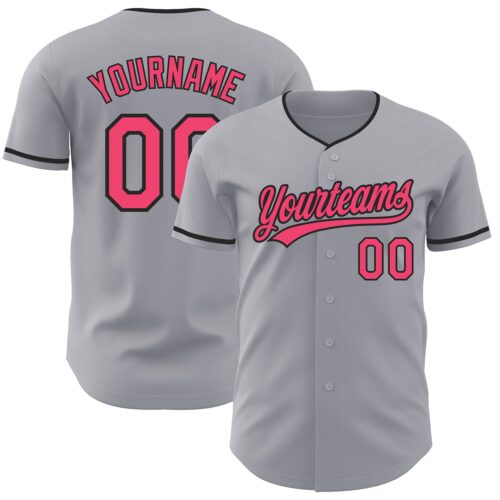 Gray1227 Custom Gray Neon Pink-Black Authentic Baseball Jersey