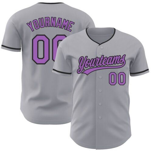 Gray1228 Custom Gray Medium Purple-Black Authentic Baseball Jersey