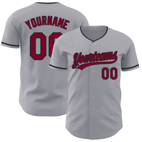 Gray1229 Custom Gray Maroon-Black Authentic Baseball Jersey