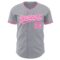 Custom Gray Pink-White Authentic Baseball Jersey
