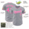 Custom Gray Pink-White Authentic Baseball Jersey