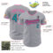 Custom Gray Teal Black-Pink Authentic Baseball Jersey