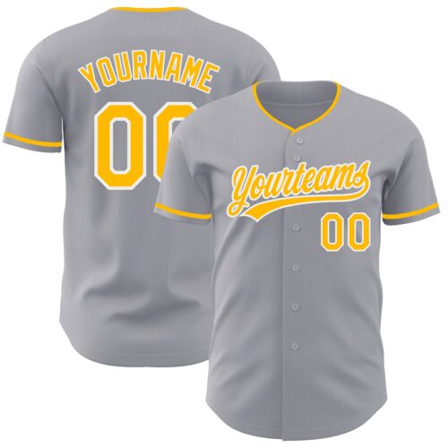 Gray1232 Custom Gray Gold-White Authentic Baseball Jersey