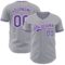 Custom Gray Purple-White Authentic Baseball Jersey