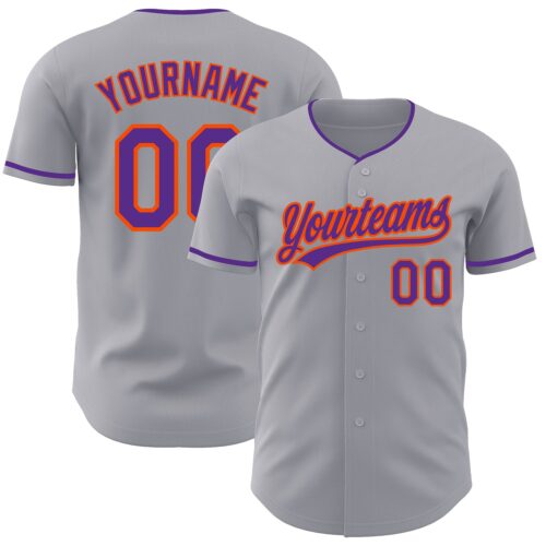 Gray1234 Custom Gray Purple-Orange Authentic Baseball Jersey