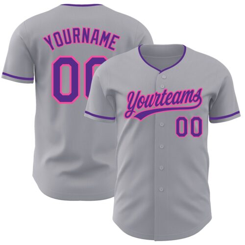 Gray1235 Custom Gray Purple-Pink Authentic Baseball Jersey