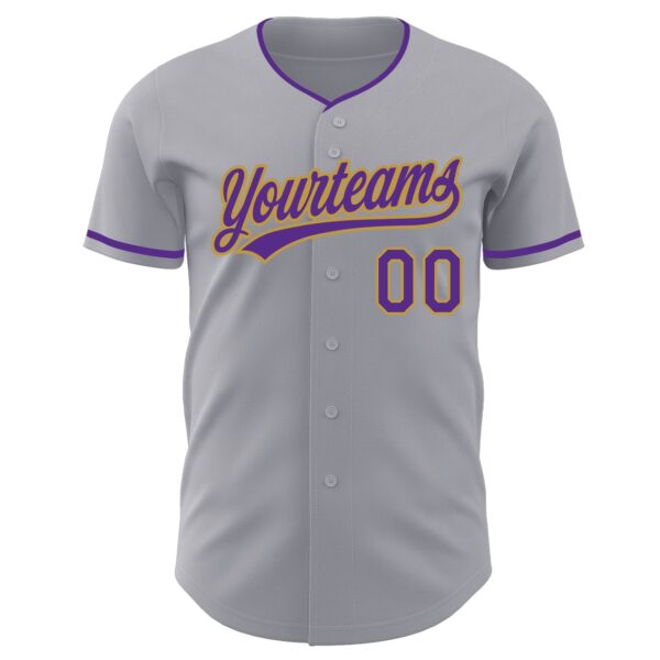 Custom Gray Purple-Old Gold Authentic Baseball Jersey