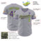 Custom Gray Purple-Neon Green Authentic Baseball Jersey