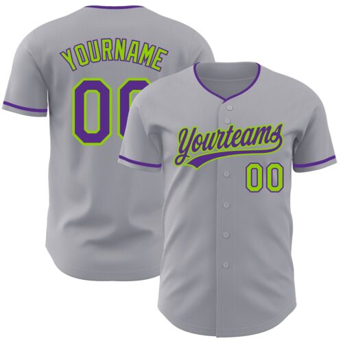Gray1237 Custom Gray Purple-Neon Green Authentic Baseball Jersey