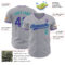 Custom Gray Purple-Teal Authentic Baseball Jersey