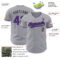 Custom Gray Purple-Black Authentic Baseball Jersey