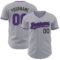 Custom Gray Purple-Black Authentic Baseball Jersey
