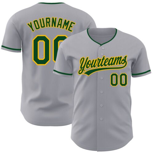 Gray1240 Custom Gray Green-Gold Authentic Baseball Jersey