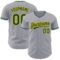 Custom Gray Green-Gold Authentic Baseball Jersey