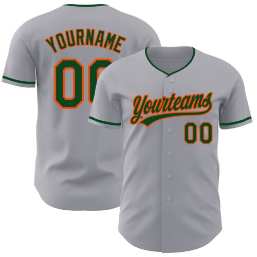 Gray1241 Custom Gray Green-Orange Authentic Baseball Jersey